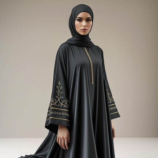 Gold-Trim Statement Abaya