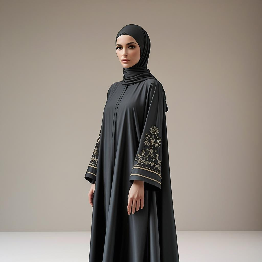 Gold-Trim Statement Abaya